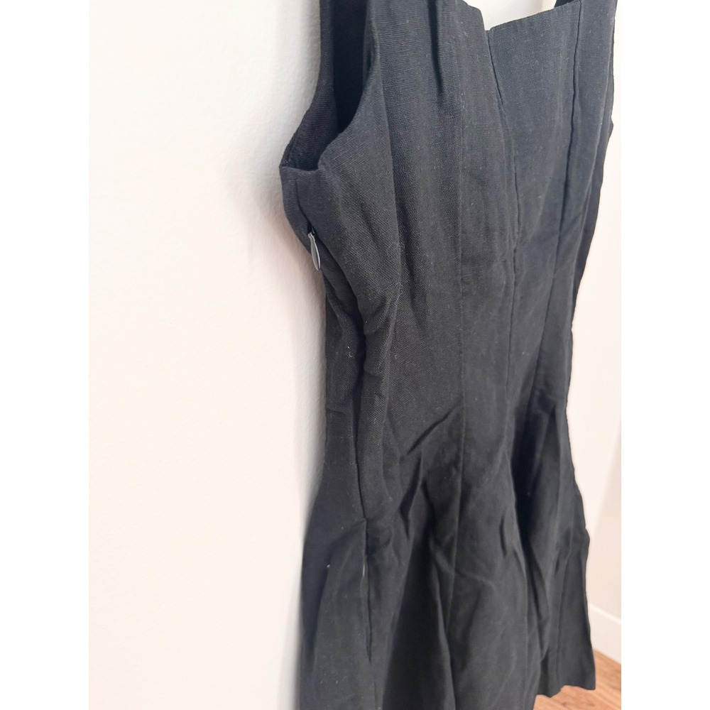 A New Day Black Linen Blend Corset Mini Dress Size 0 Sleeveless Square Neck - Picture 6 of 9
